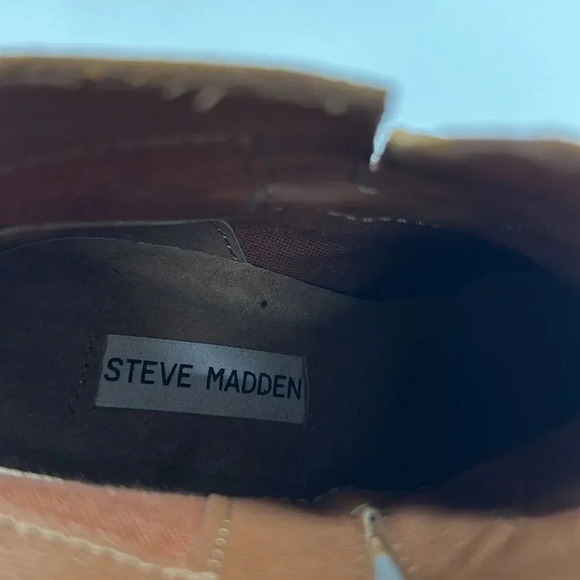 Steve Madden Pawel High Heel Suede Ankle Boots Boot Cognac Brown Women's Size 8 - Picture 11 of 11